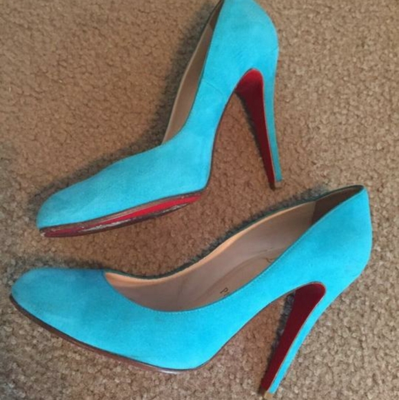 Turquoise Christian Louboutin Suede Heels - Picture 10 of 12